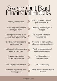 Your bad financial habits are holding you back. Find financial freedom by swapping out your bad habits for positive daily financial habits. Stop spending money impulsively and start budgeting. Budgeting for beginners is easier than you may think and so is building healthy financial habits.