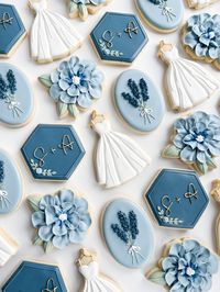 Bridal shower blues - decorated sugar cookies