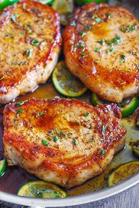 Pan Fried Pork Chops with Honey Lime Glaze