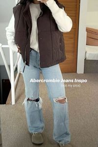 casual fall outfit: puffer vest and jeans