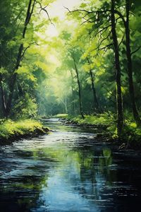 River View in the Green Forest Art Print Spring Forest Painting Perfect to Gift Nature Lovers - Etsy Turkey