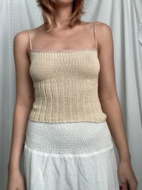 Handmade knit 100% Cotton  Fits size S-M Model is 5'9, 34B