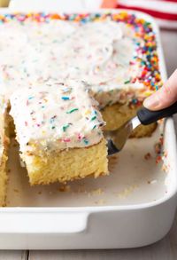 Best Vanilla Sheet Cake Recipe #ASpicyPerspective #vanilla #cake #birthday #layer #sheet #party