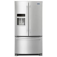 This Maytag French door refrigerator is made with heavy-duty components and features that deliver the right kind of cold exactly where it's needed. Fingerprint resistant stainless steel keeps this fridge