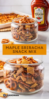 This Maple Sriracha Snack Mix is the perfect treat: sweet, spicy, and irresistibly crunchy! Made with Kikkoman® Sriracha Hot Chili Sauce and pure maple syrup, this easy-to-make mix combines Chex, pretzels, and nuts for a flavorful snack that’s ready in under an hour. Perfect for parties or on-the-go munching!