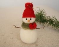 Needle felted snowman with a hat and a scarf. It will surely bring you the Christmas spirit!The snowman is handmade of pure wool using needle felt technique. The hat is unmovable. The arms are made of wire.This item is made to order! Since everything is handmade it might be slightly different, but no less beautiful. Size: approx. 4in/10cm high with the hat.˙•✯★★ If you would like me to include a handmade mini card please type “with a mini card” in the "Note to seller" box at check out. ★★✯•˙NOTE