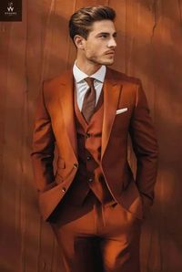 Three Piece Rust Color Suit for Men | eBay