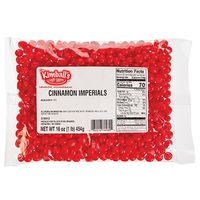 Spice up your baking with legendary Cinnamon Imperials. These fiery cinnamon candies are the perfect balance of sweet and spicy, for red-hot flavor and color that levels up your baking (or eat them on their own if you love a cinnamon burst)! A staple of Chicago's Primrose Candy confectionery, Cinnamon Imperials have been topping cookies and cakes, decorating gingerbread houses and creating smiles for generations. 16-oz. package includes approx. 1,100 unwrapped candies.