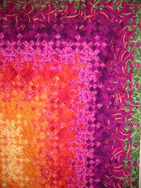 Blooming Nine-Patch detail, c 1998.  Orange,  Pink, Purple, Green. Made by JB.