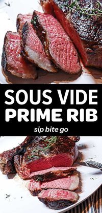 Sous vide prime rib steak is super juicy, super simple, and incredibly easy to make! With only 10 minutes of prep and a quick finish in the cast iron skillet, I guarantee you'll be making this holiday recipe for years to come.