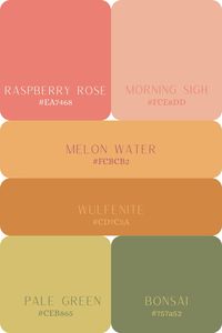 This color palette is the perfect end of summer / pre-fall mix! It still has pinks and greens, but the’re a little more subdued with orange and yellow added in to warm it up.