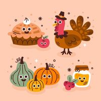 Free Vector | Flat cartoon character illustration for thanksgiving day celebration