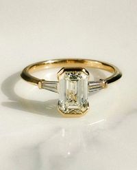 3 CT Emerald Cut Engagement Ring 14K Solid Gold Ring Three Stone Moissanite Bugguete Ring Thank You Gift for Women Handmade Jewelry Gifts - Etsy