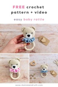 How to Crochet a Baby Rattle (Teddy Bear Teether) - Maisie and Ruth