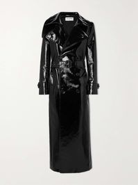 Shop SAINT LAURENT Belted double-breasted coated-cotton trench coat, Explore the latest SAINT LAURENT women's collection today on NET A PORTER