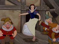 Everybody dance now! Snow White and the seven dwarfs get jiggy with it.