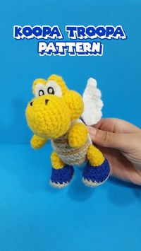 Koopa Troopa Amigurumi PDF crochet pattern - Super mario World Nintendo Available on Ko-fi! You can make Regular Koopa, Cat Koopa and Koopa Paratroopa!