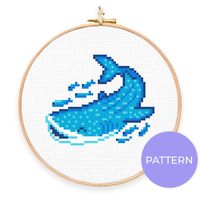 Make a big splash with this whale shark pattern! The pattern makes a medium (4-inch) final product. Appropriate for all levels. PDF PATTERN INCLUDES Digital download (PDF) Detailed instructions Color coded, with DMC floss numbers Symbols SUPPLIES YOU'LL NEED Embroidery floss 18-count aida fabric Size 28 tapestry needle 4-inch embroidery hoop Scissors DIGITAL DELIVERY After you finish checking out, you'll receive a link to download this pattern. Have any questions? Contact us-- we're happy to hel