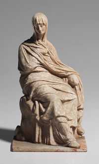 A GREEK TERRACOTTA FIGURE OF A WOMAN TANAGRA, HELLENISTIC PERIOD, CIRCA 3RD CENTURY B.C. Price realised USD 134,500 Estimate USD 80,000 - USD 120,000