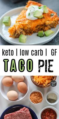 A healthy crustless taco pie recipe that's easy, low carb, gluten free, and a keto taco pie or taco casserole recipe too!