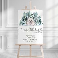 Polar Bear Winter Woodland Minimalist Baby Shower Welcome Sign