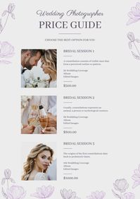 Hand-drawn Wedding Photographer Price List