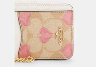 Zip Card Case In Signature Canvas With Heart Print | COACH OUTLET