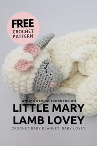 FREE crochet pattern – Baby lovey, Lamb | Swecraftcorner