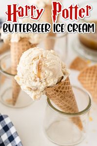 This delicious Butterbeer Ice Cream is smooth and creamy and filled with butterscotch flavors. Best of all, it's a no churn ice cream recipe, meaning this frozen dessert is super easy to make too! It's perfect for your next Harry Potter party or just a fun surprise for your little wizards!