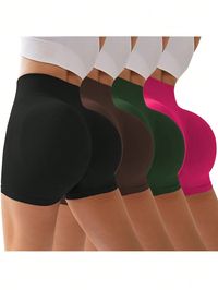 SHEIN Sport Studio 4pcs Wide Waistband Sports Shorts Spandex Shorts Legging ShortsI discovered amazing products on SHEIN.com, come check them out!