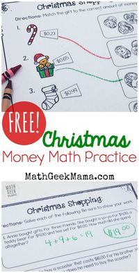 Christmas Shopping: Money Math Worksheets {FREE}