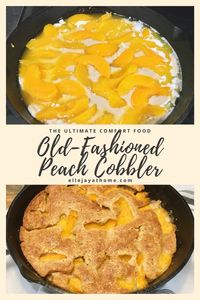 Old-Fashioned Peach Cobbler in a Cast Iron Skillet - Elle Jay at Home