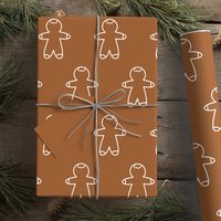 Christmas wrapping paper. Printed in a beautiful chocolate brown color. Gorgeous Boho brown with a white gingerbread man pattern. Gingerbread Man Dark Brown 965324 Wrapping Paper.