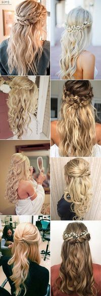 chic half up half down wedding hairstyle ideas