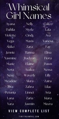 Let the magic start! Such whimsical baby girl names are great for fairy tale lovers and nerds. With all sounds and sonic implications, you will never run out of words to sprinkle with magic on your baby’s life. ✨🌙 #WhimsicalNames #BabyGirlNames #MagicalNames #UniqueBabyNames