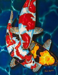 Jean-Baptiste.com Silk Painting of koi