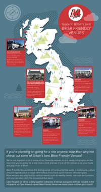 Guide to Britain’s Best Biker Friendly Venues - In this infographic from MotorCycle Direct they have mapped a selection of their favorite biker friendly venues across Britain.