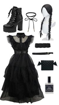 Easy diy costume Halloween women’s inspo ootd outfit 2024 Wednesday Addams, unique easy sexy 