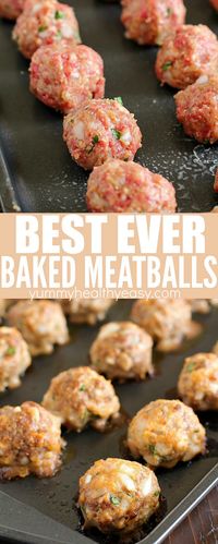 Baked Meatballs that are some of the best ever meatballs in the history of all meatballs! Such a simple and easy meatball recipe. Very tender and flavorful! Perfect to add to spaghetti sauce or any other recipe that requires basic meatballs!