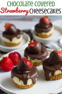 Light and fluffy, these delectable cheesecakes are topped with chocolate covered strawberries.