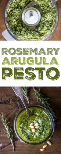 This homemade Rosemary Arugula Pesto takes just 5 minutes to make -- try it on anything from pasta to fish!