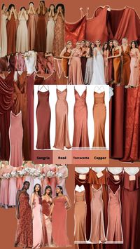 Terracotta monochromatic bridesmaids copper, rust, burgundy, dusty rose