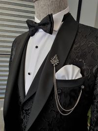 Bojoni Black Slim Fit Shawl Lapel Tuxedo | BOJONI