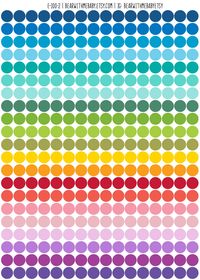 Colorful dot sticker set includes 336 or 165 stickers in different colors as shown. Stickers are individually kiss cut and ready to peel off and stick onto your planner, calendar or agenda. Stickers add simple yet functional decoration to any planner, calendar or agenda and can also be used to decorate journals or scrapbooks. 2 sheet sizes available: Small - 3.5x5 (sticker size 0.3x0.3 inches), 165 dots, 21 differeny colors. Medium - 5x7 (stickers - 0.3x0.3 inches), 336 dots, 15 differeny colors