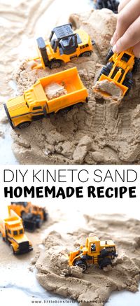 Fun Crafts for Kids: Best Kinetic Sand Recipe To Make At Home for imaginative and dramatic small world play activities.