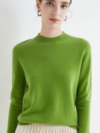 Women's Sweaters Pullovers 100% Merino Wool Knitwear Mock Neck Basic Casual Cashmere Autumn Winter