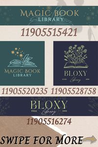 Library and book store decals for your bloxburg town (or just business build!) I added posters at the end that will give more details to the build and rp :) these are logo and sign decal sets. Don't forget to swipe for more! #roblox #bloxburg #bloxburgdecals #decals #bloxburglibrary #bloxburgbookstore 