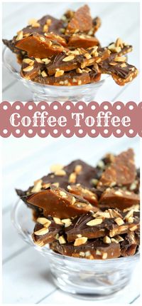 Coffee Toffee : a classic chocolate-almond toffee recipe with a hint of coffee flavor.