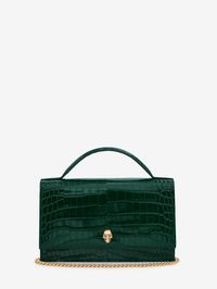 Top Handle Skull Bag in Emerald | Alexander McQueen US