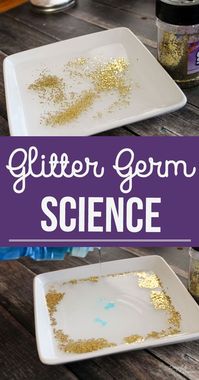 Show your kids how using soap works to get rid of germs in this glitter germ science experiment. You can also use it to show how thorough they need to be while washing their hands. Germs are everywhere, show your kids how important soap is to get rid of them with this hands-on germ activity. #science #germs #scienceexperiment